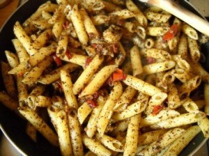 Pennette bruschettate con funghi trifolati